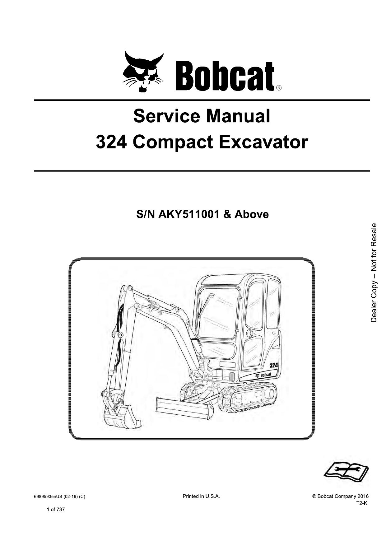 324 Compact Excavator Service Manual Bobcat